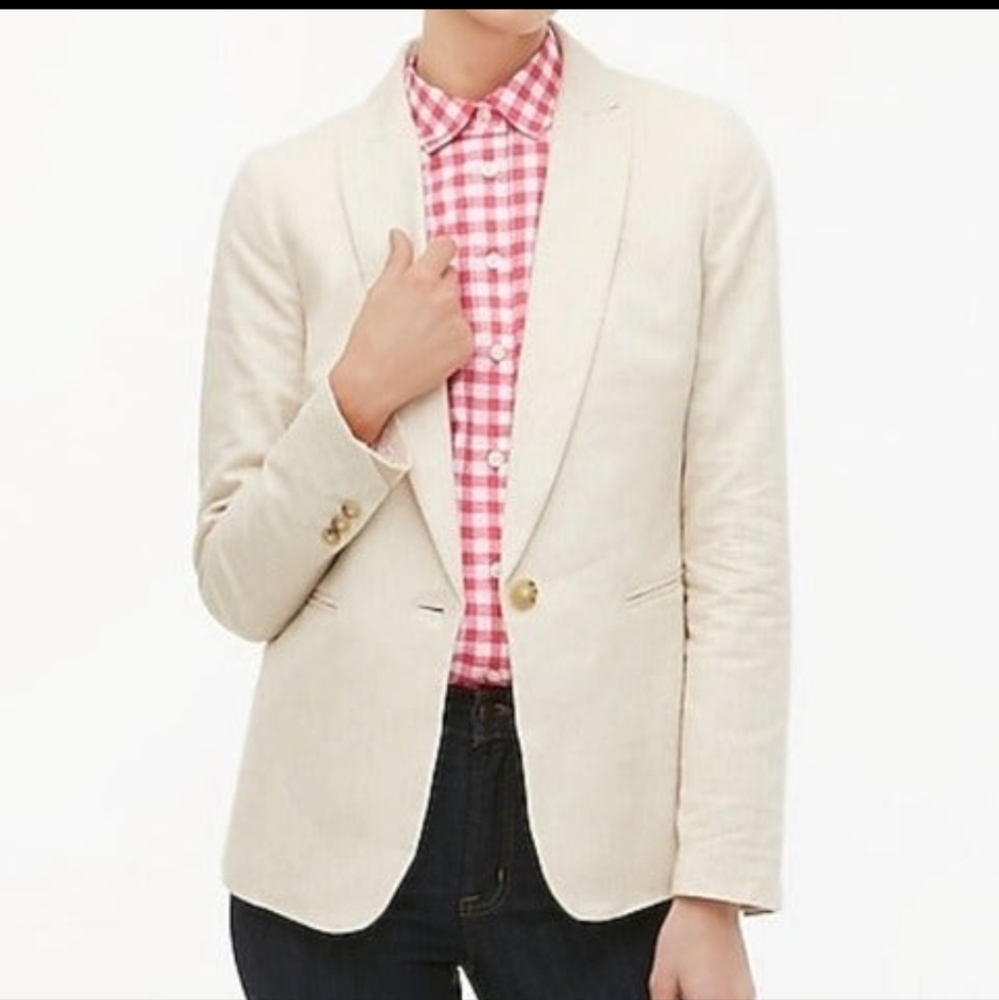 J. Crew Crosshatch Linen-Cotton Holland Blazer